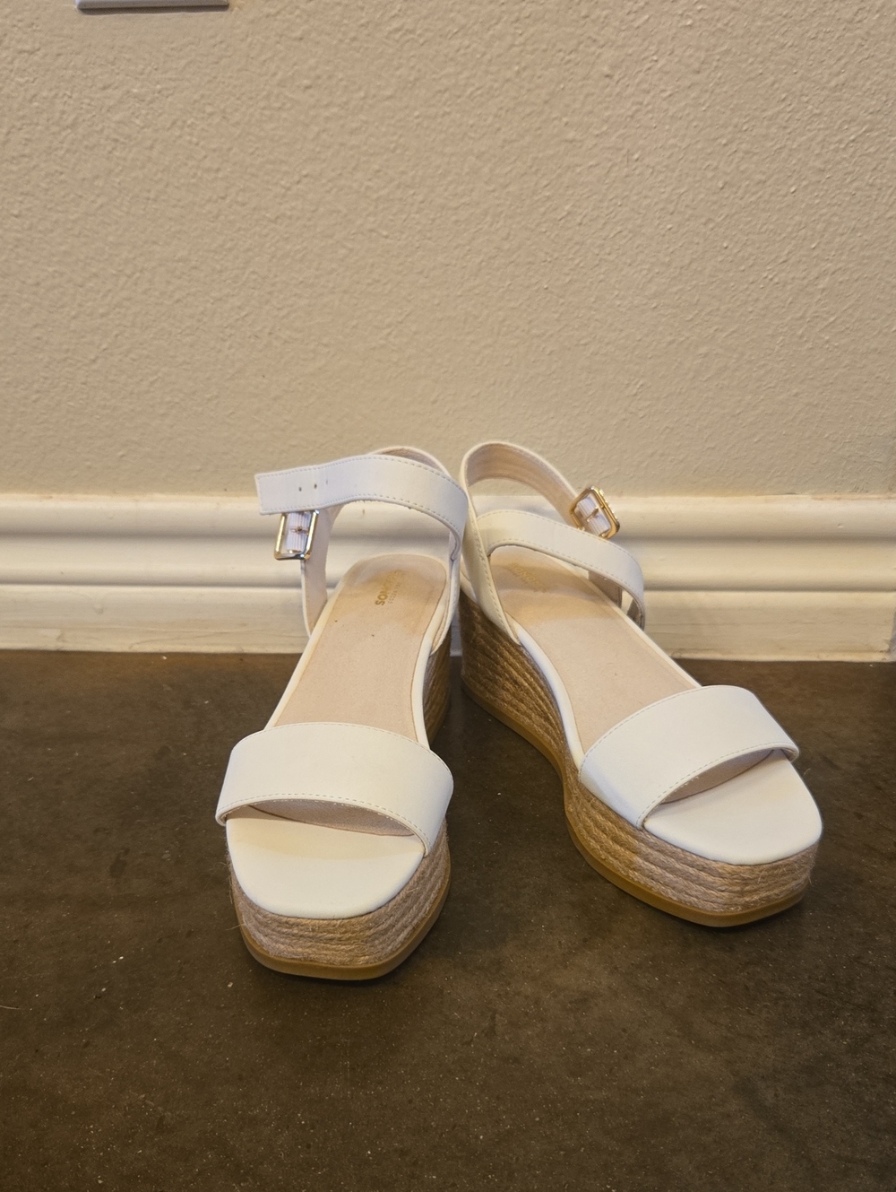 White Espadrille Platform Sandals with Ankle Strap